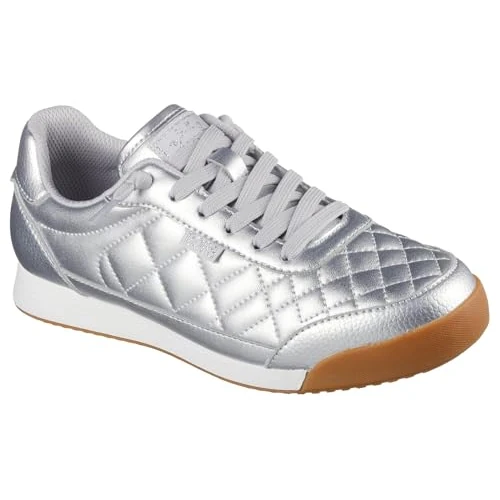 Limited-time offer: Skechers Women's Bobs Billie Wild Comfort Sneaker, Silver Pu, 3.5 UK from 54.00 £ to 54.00 £ (save 0.00%)