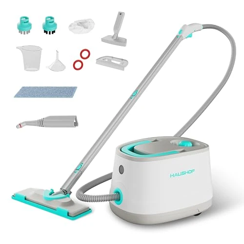 HAUSHOF Steam Cleaner 2000W, Tank 1.5L, Steam Pressure 4.0 Bar, Heating Time 8 Min, Continuous Steam Up to 30 Min, 16 Accessories Included, for Floor, Windows, Kitchen and Bathroom