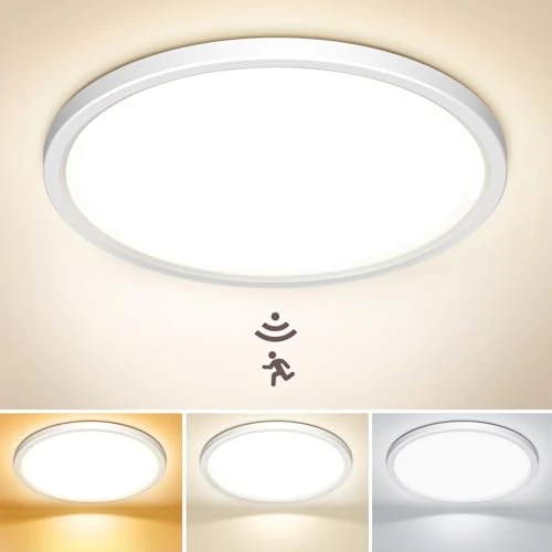 Oferta limitada: NIBSHOOM Plafón LED Techo con Sensor de Movimiento, 3000K/4000K/6500K 18W IP44 Impermeable Lampara Techo, Lampara Luz LED Techo Balcón Cochera Pasillo Sótano Sala, Ø22cm de 19.99 € a 19.99 € (ahorro 0.00%)