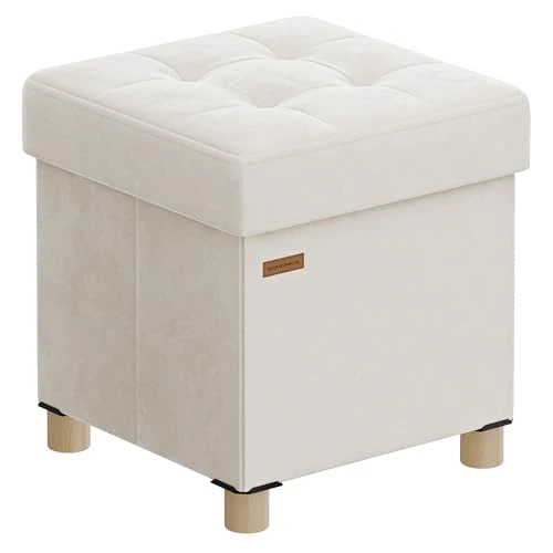 Offerta a tempo: SONGMICS Pouf Contenitore Cassapanca Pieghevole, 38 x 38 x 40 cm, Sgabello Poggiapiedi, 37 L, Superficie in Velluto, per Camera da Letto Soggiorno, Beige Cappuccino LSF0516W02 - 15% da 30.99 € a 26.34 €