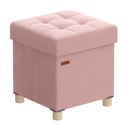 Offerta a tempo: SONGMICS Pouf Contenitore, Cassapanca Pieghevole, 38 x 38 x 40 cm, Sgabello Poggiapiedi, 37 L, Superficie in Velluto, per Camera da Letto Soggiorno, Rosa Pastello LSF0516R01 - 23% da 25.99 € a 19.99 €