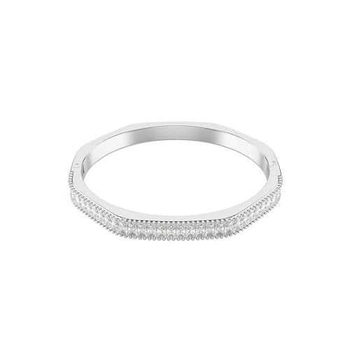 Swarovski Matrix Bracciale Rigido, con Zirconia Trasparenti, Taglio Baguette, Forma Ottagonale, Taglia S, Chiusura a Cerniera, Placcato in Tonalità Rodio, 16,1 cm, 0,6 cm, 5,5 x 4,7 cm, 4 cm