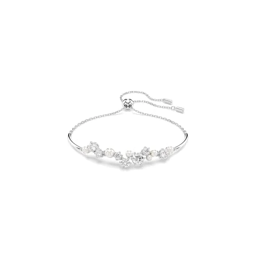 Swarovski Bransoletka typu bangle Constella, Kryształowa perła, Szlify okrągłe, Biała, Powłoka z rodu
