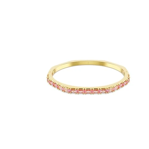 Swarovski Matrix Octagonal Bangle Bracelet, Pink Baguette-Cut Crystals in a Gold-Tone Finished Setting, Size M, Part of the Matrix Collection