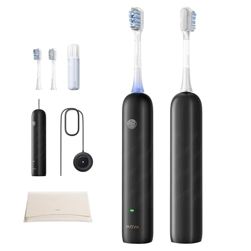 Oferta limitada: Mova Fresh Pro 3DClean Cepillo de Dientes, Recargable para Adultos, 2 Cabezales de Cepillado 3-en-1 y Estuche de Viaje, 30 días de Duración de la Batería, Negro Mate de 99.00 EUR a 59.00 EUR (ahorro 40%)