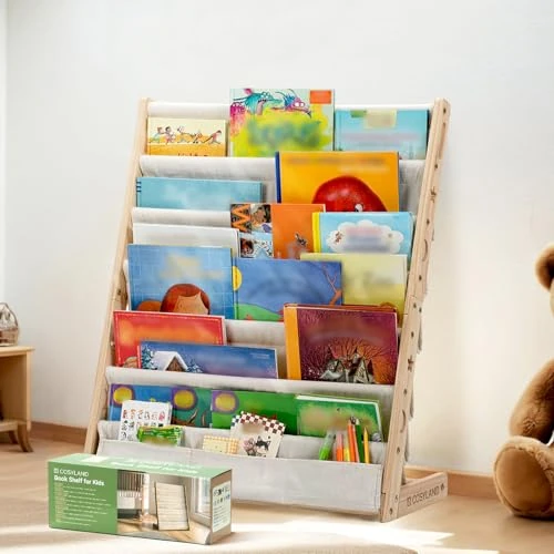 Offre limitée : COSYLAND Bibliotheque Enfant en Bois Massif à 7 Niveaux - Etagere de Rangement pour Livres - Présentoir Livres Bebe avec Design Stable - Meuble Montessori pour Chambre d’Enfant (63 cm, Naturel) de 30.26 € à 28.75 € (5% de remise)