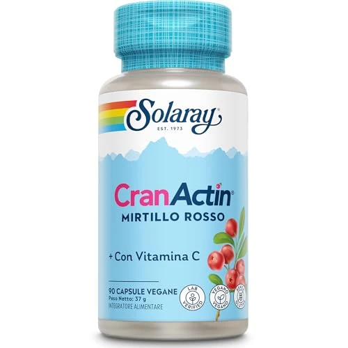 Offerta a tempo: Solaray - Cranactin Mirtillo Rosso con Vitamina C - 60 Capsule Vegane - Integratore Concentrato di Cranberry Rosso - Non OGM e Testato in Laboratorio — 23% da 12,99 € a 9,99 €