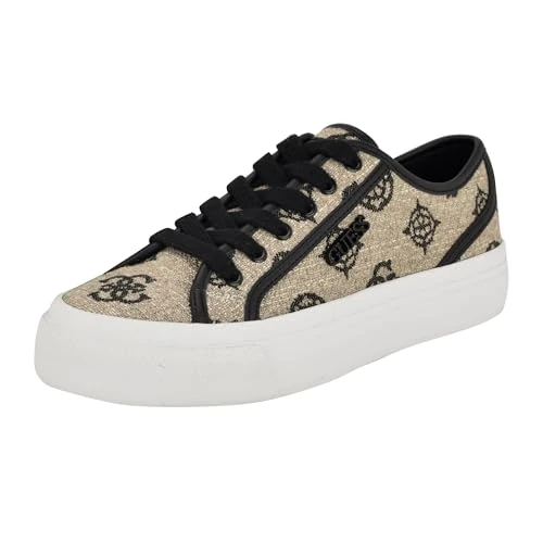Guess Sneaker Jelexa Donna, Logo Chiaro Naturale/Nero 111, 41 EU