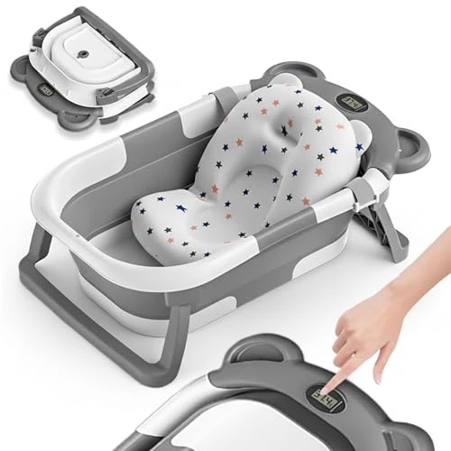 Offre limitée : Baignoire Bébé Pliable XXL Avec Coussin De Bain Bebe Et Thermomètre Intégré - Baignoire Enfant Avec Siege De Bain Pour Bebe - baignoire Bebe Sur Pied - Idéal Pour Cadeau De Naissance Fille Ou Garçon de 34.90 € à 33.16 € (5% de remise)