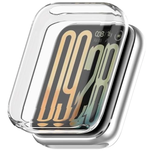 FTRONGRT Coque Compatible avec Xiaomi Smart Band 9 Pro, Anti-Rayures, Galvanoplastie TPU Souple, Boîtier de Montre Tout Compris Compatible avec Xiaomi Smart Band 9 Pro. Transparent