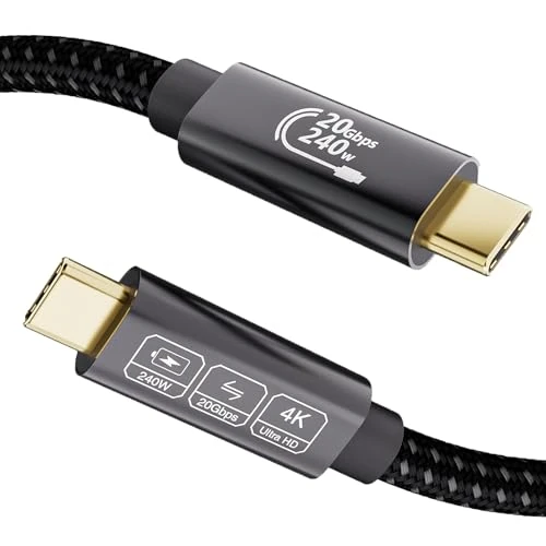 EUDOBEL USB Type-C Cable 1 m USB C 3.2 Gen2×2 240W, Video 5K@60Hz 4K@144Hz USB Type-c Data Cable 20Gbps for Thunderbolt 3/4, iPhone16, iPhone15, Switch, MacBook, Monitor USB C, VR,SSD