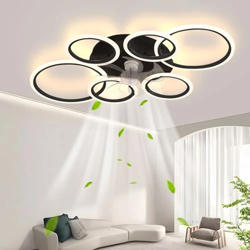 Oferta limitada: Ventilador De Techo Con Iluminación 81w Lámpara De Techo Con Ventilador y Control Remoto 3 Temperaturas De Color 6 Velocidades Ventilador De Techo Con Luz Para Dormitorio Sala De Estar Negro 110cm de 109.99 € a 84.99 € (ahorro 23%)