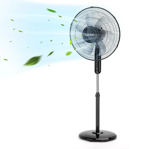 Offerta a tempo: Taylor Swoden Ventilatore a Piantana Potente, 50W, 7 Pale, 3 Velocità Ventilatore Silenzioso, Oscillante, Altezza Regolabile, Griglia, Base Rotonda Stabile, Nero, 43x40x130cm - 10% da 47.49 € a 42.74 €