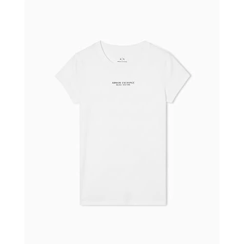 Limited offer: Armani Exchange Womens Center Chest Text Logo Cotton Tee from 50.00 EUR to 30.11 EUR (save 40%)