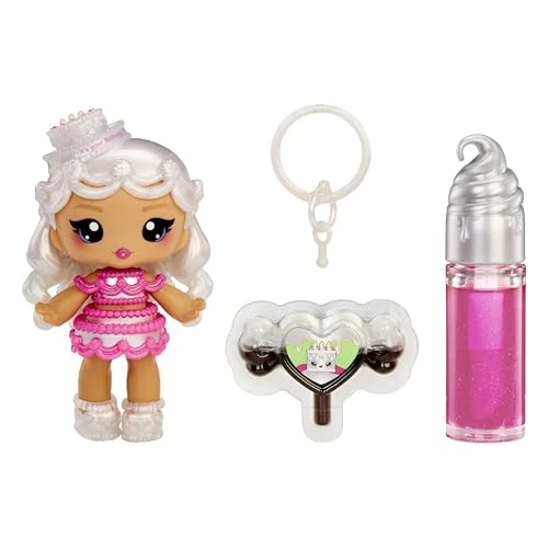 Yummiland Lip Gloss Doll – Sour Sweeties - Misty Cakes – Laleczka z Błyszczykiem do Samodzielnego Wykonania i Breloczkiem, Zabawa z Makijażem, Lalka Kolekcjonerska, Dla Dzieci w Wieku od 4. Lat