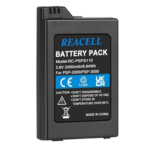 Offerta a tempo: REACELL 2400mAh 3,6V Sostitutiva PSP-S110 Batteria per per Sony Console PSP 2000/3000 Compatibile per Sony PSP Slim & Lite (PSP-2000, PSP-3000, PSP-2004, PSP-3004) - 0.00% da 16.99 € a 16.99 €
