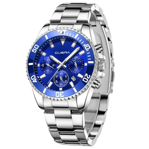 Limited-time offer: OFFCUP Mens Watches, 50MM Stainless Steel Watch, Waterproof Analog Quartz Watch with Automatic Date, Business Casual Fashion Multi-Function Dial Men's Wrist Watches from 14.99 GBP to 12.99 GBP (save 13%)