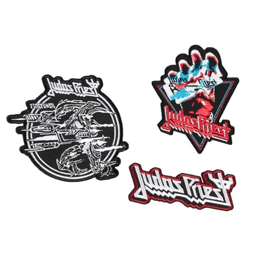 Grupo Erik Set of 3 Patches - Judas Priest | Iron On Patches, Sew On Patches, Embroidery Patches, Applique Patches, Patches for Clothing, Patches for Backpacks