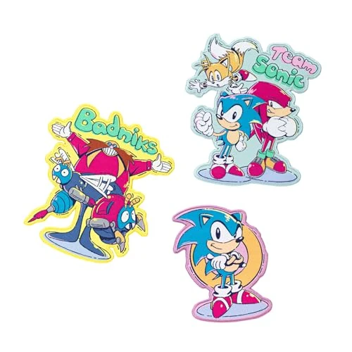 Grupo Erik Set of 3 Patches - Sonic The Hedgehog | Iron On Patches, Sew On Patches, Embroidery Patches, Applique Patches, Patches for Clothing, Patches for Backpacks
