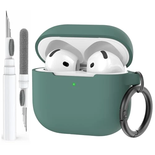 AhaStyle AirPods 4 etui (2024) z zestawem do czyszczenia, miękkie silikonowe etui AirPods 4. generacji, pełna obudowa, odporna na wstrząsy osłona do Apple AirPods 4, obsługuje etui ładujące USB-C i