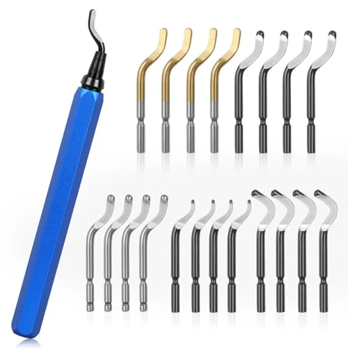 Zeitlich begrenztes Angebot: KOMABLEN 21 Stück Entgrater Metall Werkzeug Universal, Handentgrater mit 20 Schnellarbeitsstahl Klingen, 360°Rotierender Deburring Tool 3d Drucker Zubehör für Kunststoff, Aluminium, Edelstahl von 10.99 € auf 4.99 € (55% Rabatt