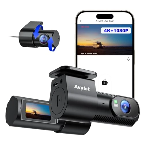Limitiertes Angebot: Avylet 4K+1080P Dashcam Auto Vorne Hinten, 5GHz Wi-Fi/APP Mini Dual Auto Kamera,1,5″ IPS, Unterstützt Externes GPS-Modul, Parküberwachung, Super Nachtsicht, WDR, 170°Weitwinkel, G-Sensor, Max 256GB von 66.99 EUR auf 66.99 EUR (Spare 0%)