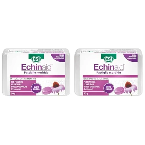 ESI - Echinaid Pastiglie Morbide, Caramelle Gola con Echinacea e Vitamina C, Favoriscono le Difese Immunitarie Contro Malanni Tipici della Stagione Invernale, Senza Glutine e Vegan, 50 g
