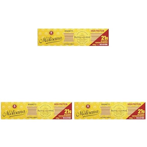 La Molisana, Spaghetti con Lupini, Pasta Proteica con Farina di Lupini e Semola di Grano Duro Italiano - Trafilata al Bronzo, Ricca di Proteine Vegetali e Fibre, Tenace e Gustosa - Confezione da 1200g