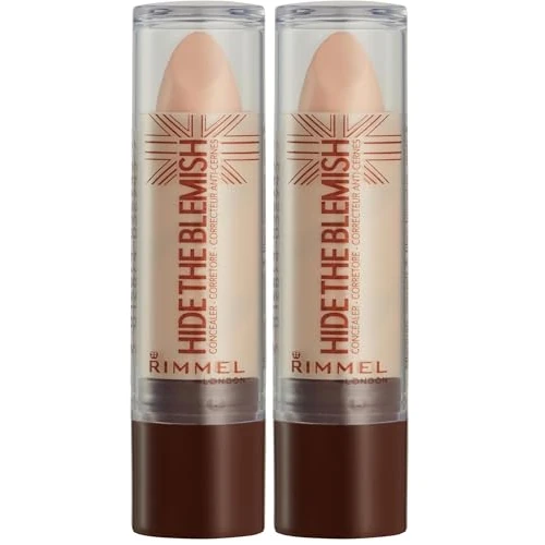 Offerta a tempo: Rimmel London Correttore Hide The Blemish, Stick Copri Occhiaie, Rossori e Imperfezioni, 004 Natural Beige, 4.5 g (Confezione da 2) - 63% da 17.94 € a 6.60 €