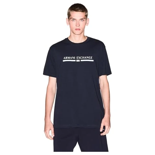 Oferta limitada: Armani Exchange Camiseta de Manga Corta para Hombre con Logotipo Grande en la Parte Delantera, Color Azul, Azul Oscuro, S de 55.00 € a 52.25 € (ahorro 5%)