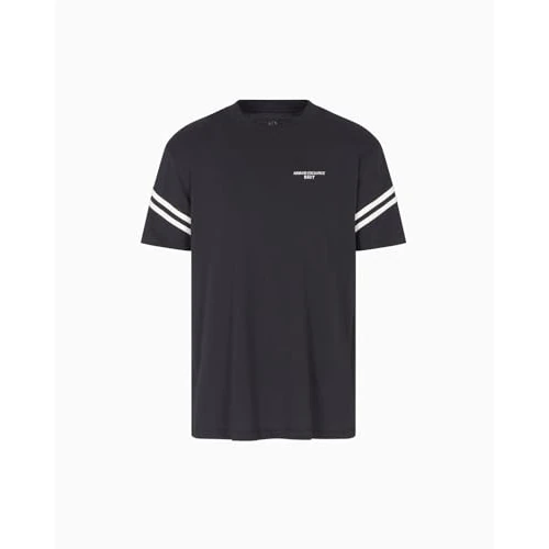 Limited-time offer: Armani Exchange Men's Striped Sleeve Side Logo Round Collar T-Shirt Blue L, deep Navy, L from 55.00 GBP to 20.60 GBP (save 63%)