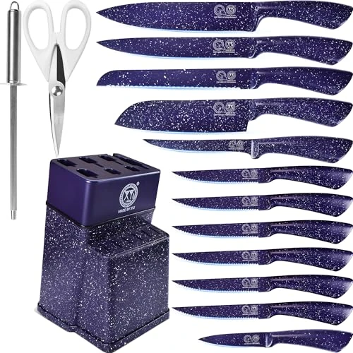 XYJ Messerblock Set, Küchenmesser Set mit Halter Ständer, Edelstahl Professionelle Japanische Kochmesser Set, Steakmesser, Slicing Paring Brot Schnitzmesser