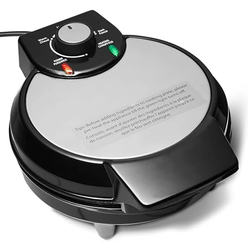 Tijdelijke aanbieding: Amazon Basics Belgische Wafelijzer met Ronde Keramische Antiaanbakplaat van 20cm, Bruiningsregelaar, Zwart van 19.35 EUR naar 19.35 EUR (korting 0%)