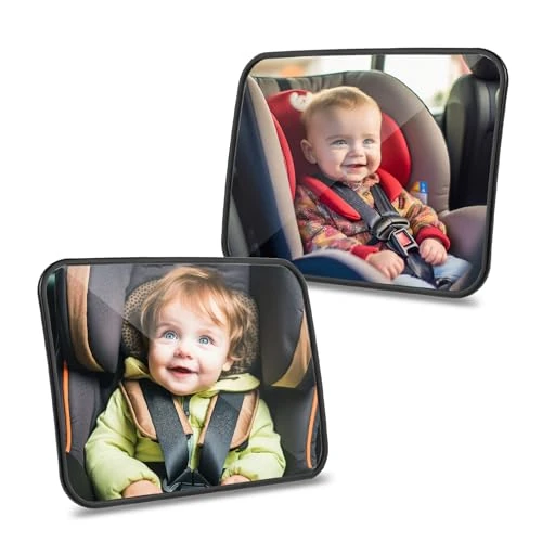 Offerta a tempo: Romon Specchietto Retrovisore Bambini, 2 Pezzi Specchietto Auto Bambini Infrangibile, Specchietti Seggiolino Orientabile con Ampia Visuale, Cinghie Elastiche Regolabili Per Auto Sedile Posteriore - 15% da 19.99 € a 16.99 €