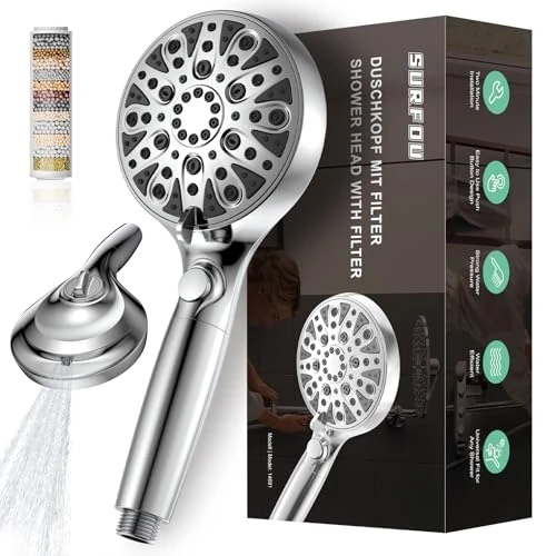 SURFOU Soffione Doccia, 8+2 Getti Spray Anticalcare Soffioni Spruzzino, Doccino Cornetta Multifunctional, Doccetta Filtro Adjustment Docce Showerhead Turboshower Bagno