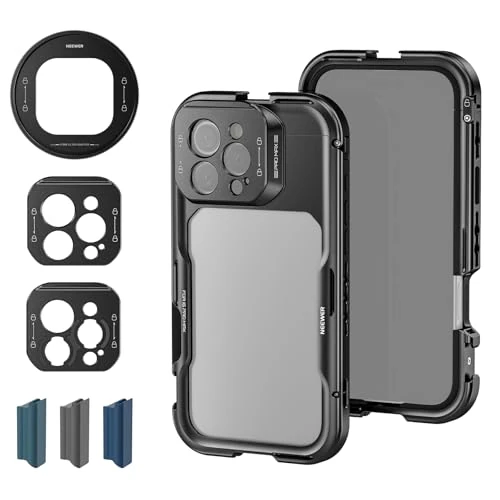 Limited-time offer: NEEWER 16 Pro Max Cage, Quick Release Video Rig Phone Stabilizer Compatible with iPhone 16 Pro Max with Adapters of 67mm Filter, 17mm Lens & T Mount Lens, Full Camera Control Access, PA074 from 50.99 £ to 50.99 £ (save 0.00%)