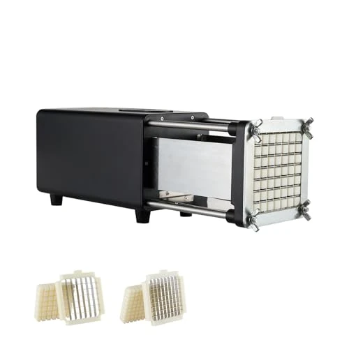 Offerta a tempo: VEVOR Tagliapatatine Elettrico 376 x 117 x 131 mm Tagliapatate con Lame 12,7 mm e 9,52 mm in Acciaio Inossidabile, Tagliapatate e Tritatutto con Piedini Antiscivolo, per Patate, Patatine Fritte, Nero - 0.00% da 92.90 € a 92.90 €