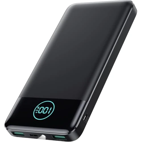 AXNEB Power Bank 13800 mAh, ultradun en licht, draagbare oplader met lcd-display, 3 A PD USB C ingangen en uitgangen, powerbank met led-zaklamp, externe accu voor iPhone, Samsung, Huawei, Xiaomi