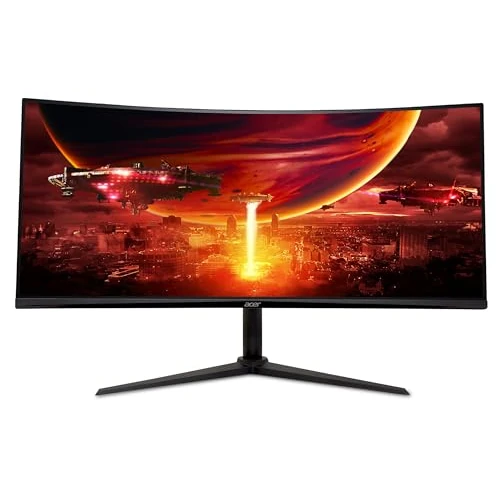 Acer Nitro XZ342CUV3, 34" UltraWide QHD, 180 Hz (Curve 1500R, 3440x1440, 21:9, Freesync Premium, 1ms (VRB), 400Nits, 2xHDMI 2.0/1xDP 1.4) zakrzywiony monitor PC, regulowana stopa, czarny