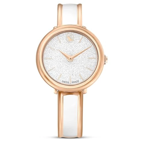 Tijdelijke aanbieding: Swarovski Crystalline Bangle horloge, Swiss Made, Metalen armband, Wit, Roségoudkleurige afwerking van 350.00 € naar 244.95 € (30% korting)