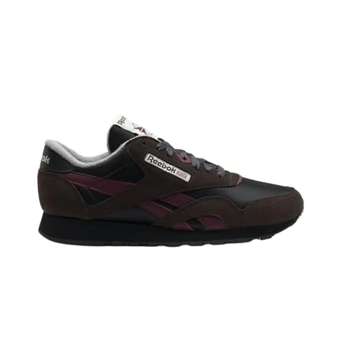 Reebok Classic nylon sneakers voor heren, Washed Black/Black/Black Cherry, 45,5 EU, Washed Black Black Black Cherry, 45.5 EU