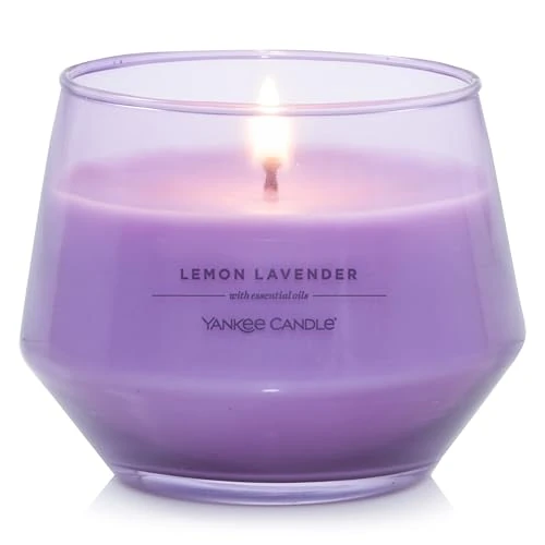 Yankee Candle Studio geurkaars, citroen lavendel medium kaars, lang brandende kaarsen: 35-50 uur, stijlvol glazen vat ontwerp met paarse was, geschenken voor vrouwen, geschenken voor mama,