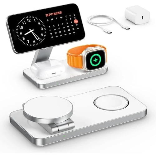 Oferta limitada: Cargador inalámbrico con mag-Safe, estación de Carga iPhone 3 en 1 para Apple Watch, Cargador inalámbrico inductivo para iPhone Air 17 16 15 14 13 12, Apple Watch, AirPods Pro con Adaptador rápido de 39.99 EUR a 31.99 EUR (ahorro 20%)