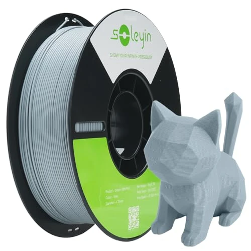 SOLEYIN Ultra PLA Filament 1.75 mm Grey, 3D Printer Filament 1 kg High Speed 30-300 mm/s Environmentally Friendly, for Most 3D Printers Creality Ender K1 K1C K2 Plus