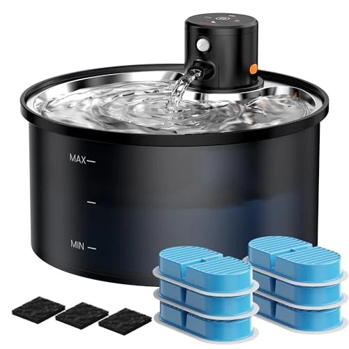 Zeitlich begrenztes Angebot: Trinkbrunnen für Katze Kabellos Katzen Wasserbrunnen: Katzentrinkbrunnen - Trinkbrunnen für Katzen mit Sensor - 3.2L Katzenbrunnen Edelstahl mit Bewegungsmelder - mit 6 Kohlefilters + 3 Schwämmes von 59.99 € auf 45.99 € (23% R