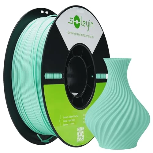 SOLEYIN Ultra PLA-filament, 1,75 mm, groen, 3D-printerfilament, 1 kg, hoge snelheid, 30-300 mm/s, milieuvriendelijk, voor de meeste 3D-printers, Creality Ender, K1, K1C, K2 plus, lichtgroen