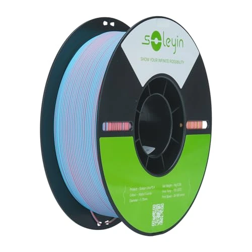 SOLEYIN Ultra PLA Matte Filament 1.75 mm Colourful, 3D Printer Filament 1 kg High Speed 30-300 mm/s Environmentally Friendly, for Most 3D Printers Creality Ender K1 K1C K2 Plus (Colourful Fluorite)
