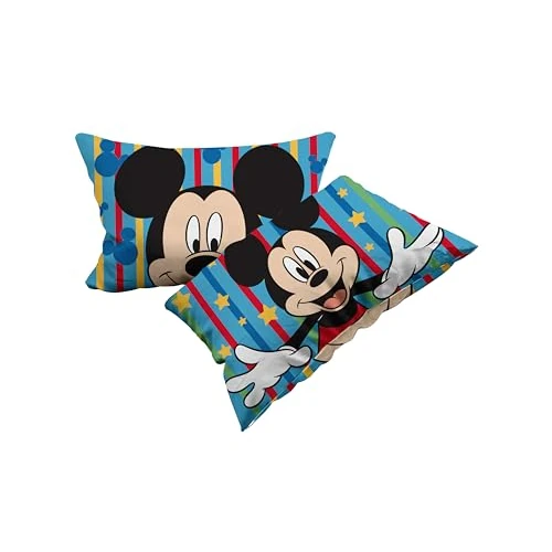 Offerta a tempo: Topolino, Set 2 Federe In Cotone, Coppia Federe Per Cuscino Letto, 2 Pezzi, 100% Cotone, Cm.50x80, Chiusura a Busta - 7% da 14.99 € a 13.99 €