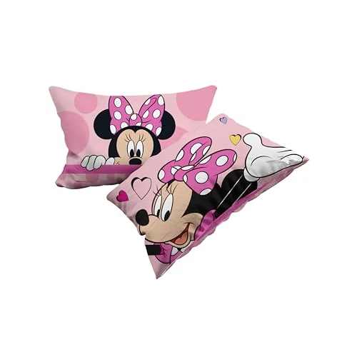 Minnie - Juego de 2 Fundas de Almohada de algodón, 2 Unidades, 100% algodón, 50 x 80 cm, Cierre de sobre