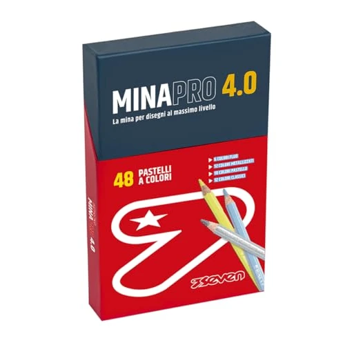 Offerta a tempo: Seven Pastelli Scuola Minapro 4.0, Scatola da 48 pz, CONTENUTO: 6 colori fluo, 12 colori metallizzati, 18 colori pastello, 12 colori classici - 8% da 24.90 € a 22.90 €